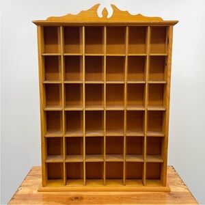 Vintage 70’s 36 hole Wooden Display Trinket Shelf Wall Hanging or Stand Alone